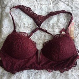 PINK Victoria's Secret Maroon Plunge Bra